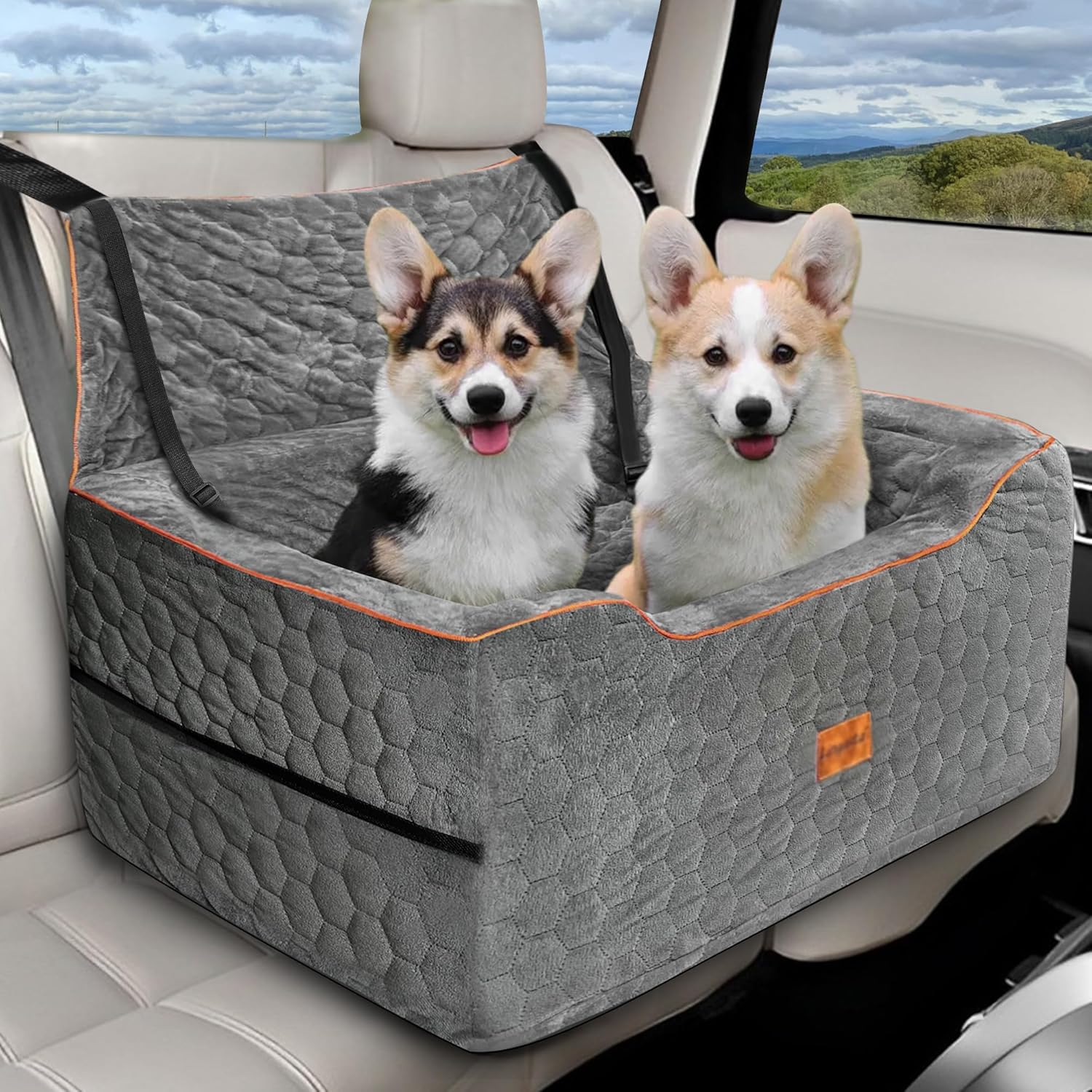 Dog Car Seat for Medium/Large Dog Booster Seat Under 60 lbs or 2 Small Dogs