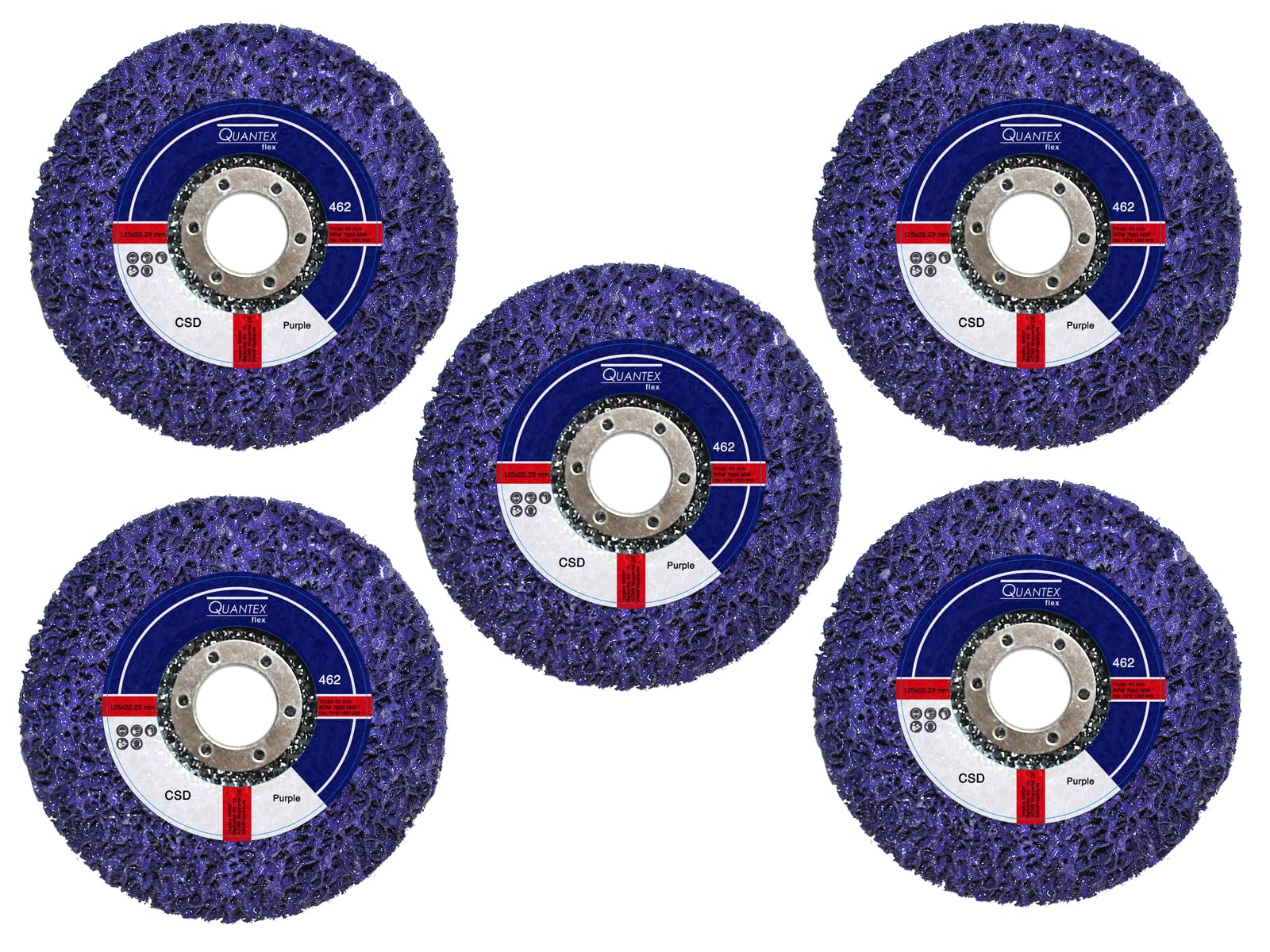 5 Stück Reinigungsscheibe Grobreinigungsscheibe CSD Ø 125mm CBS für Winkelschleifer Clean Strip Disc Premium Purple Nylongewebescheibe