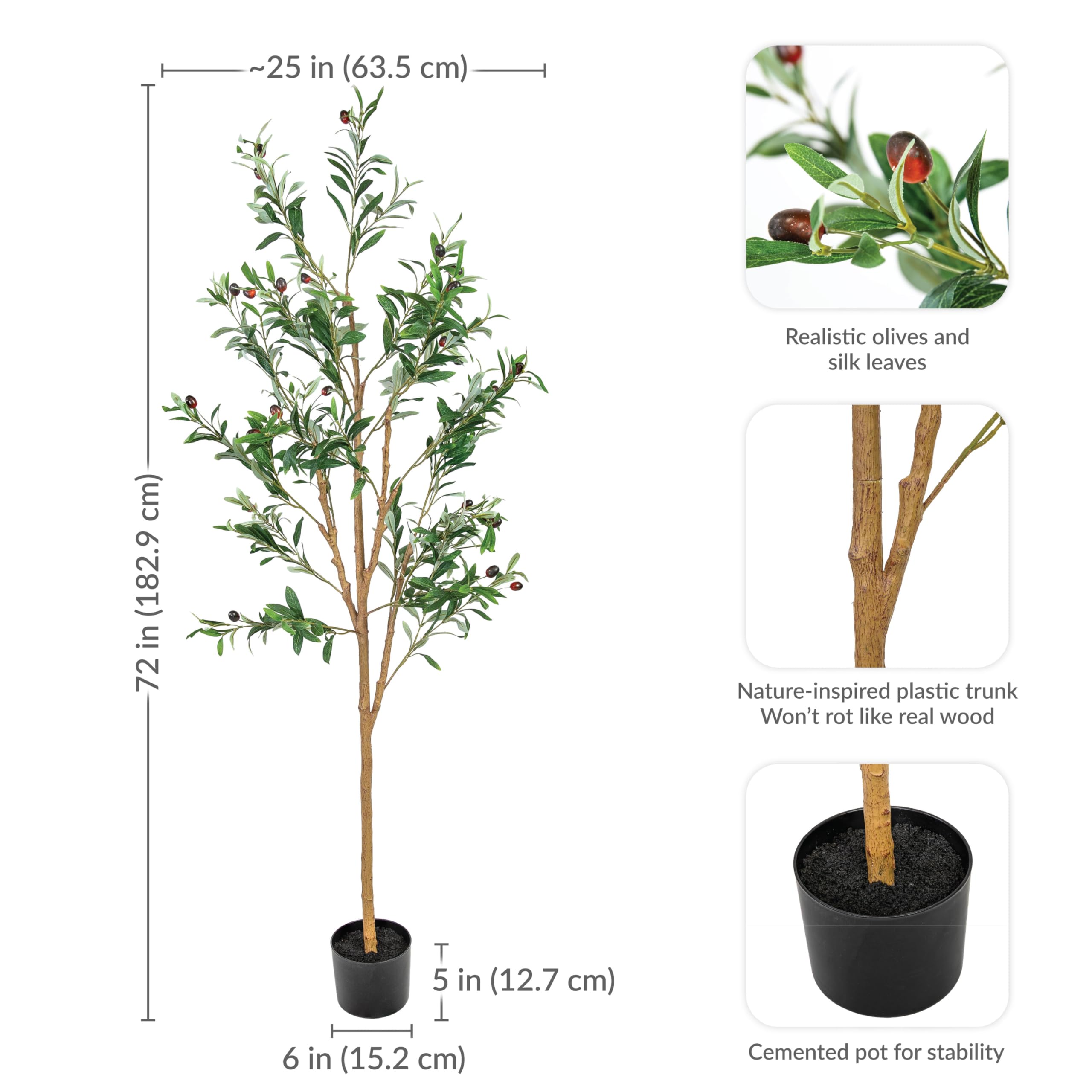 Amazon.com: Sunnydaze Fake Olive Tree - 6ft Tall Faux Olive Tree