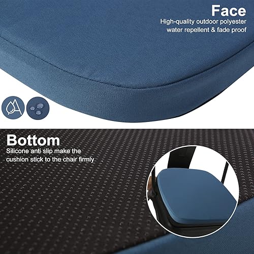 Miniatura 3 de GUEGLSA Cojines de asiento impermeables para exteriores, 14 x 14 pulgadas, almohadilla de metal antideslizante con lazos, cojín de metal en forma de
