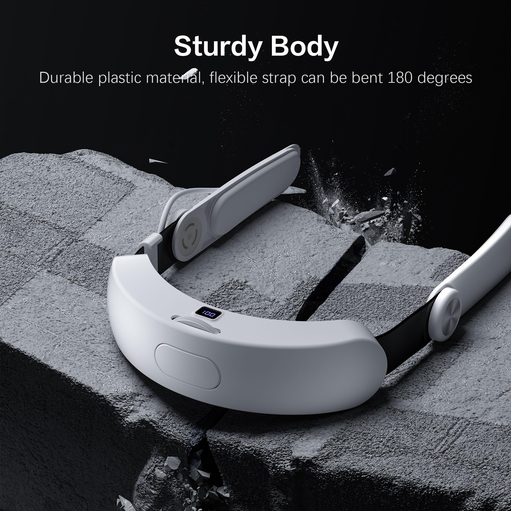 Head Strap for Oculus Meta Quest 3/3S with Battery, Adjustable VR Accessories with One-Click Fit, Rear Cushion Dial, 2–4H Playtime, VR Head Strap Reduce Facial Stress for Gaming Comfort