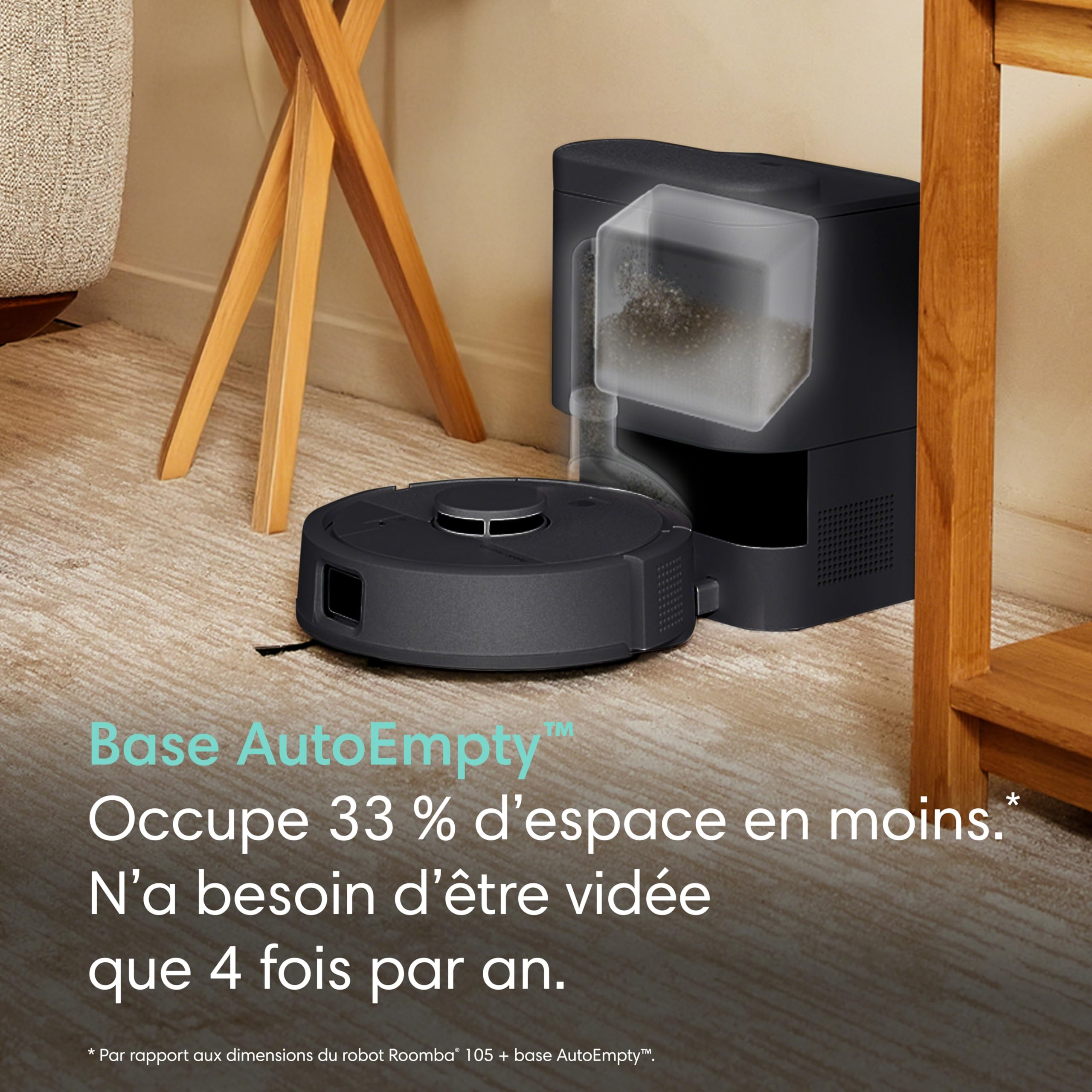 Roomba Mini Robot aspirateur et Laveur + Base AutoEmpty, Noir