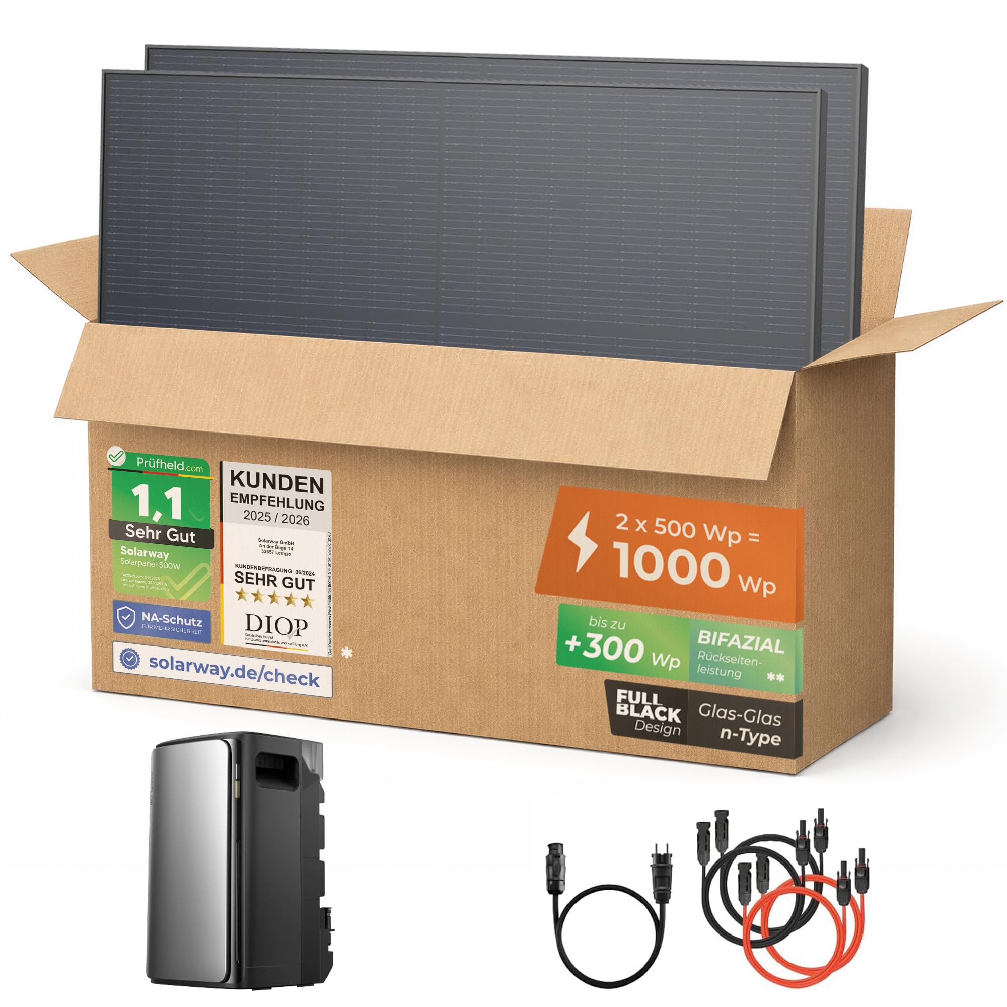 Solarway Balkonkraftwerk 1000W / 800W mit EcoFlow Speicher