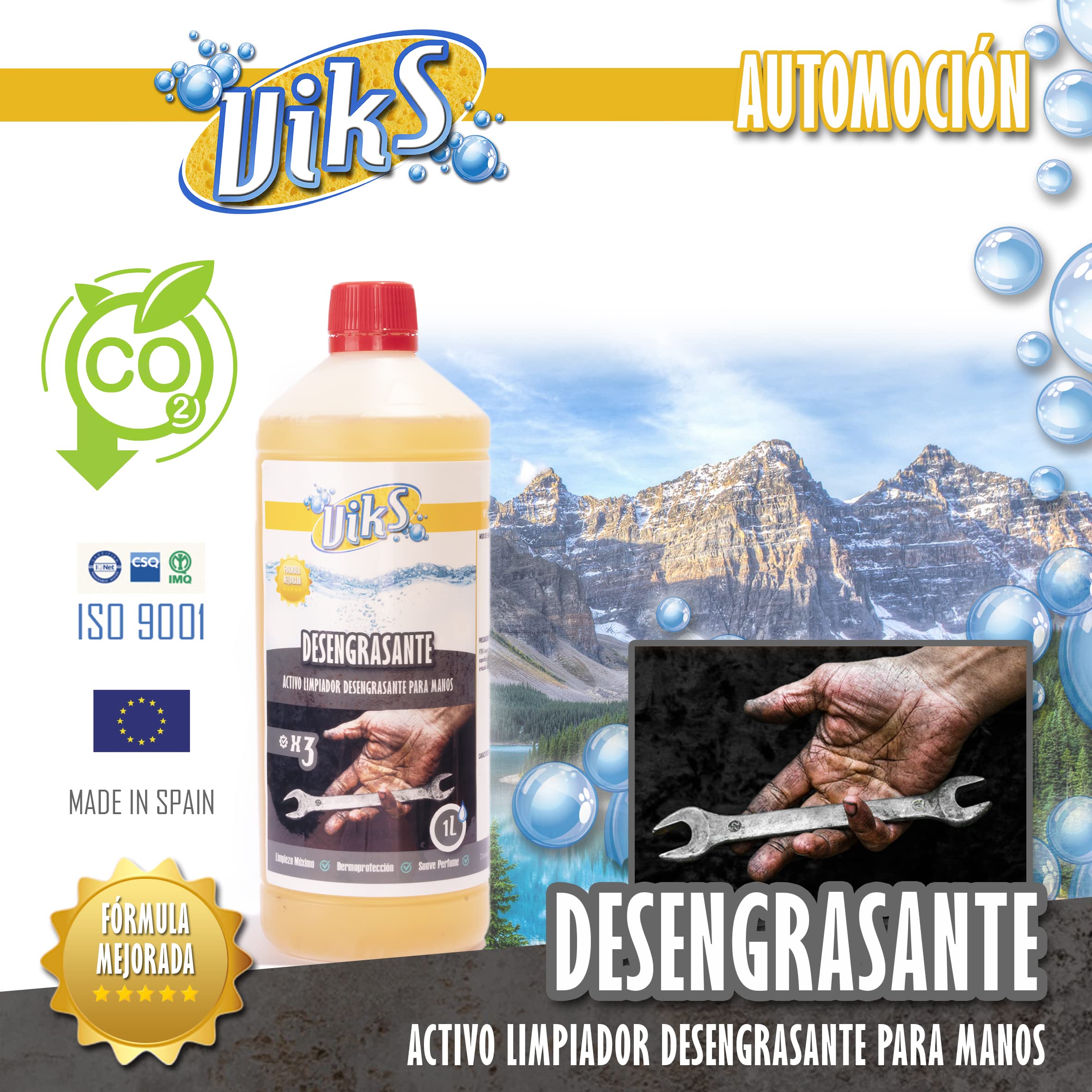 Viks | Savon dégraissant pour les mains | Évier d'atelier mécanique | Gel puissant contre la saleté tenace | Arôme doux et propre | 5 litres