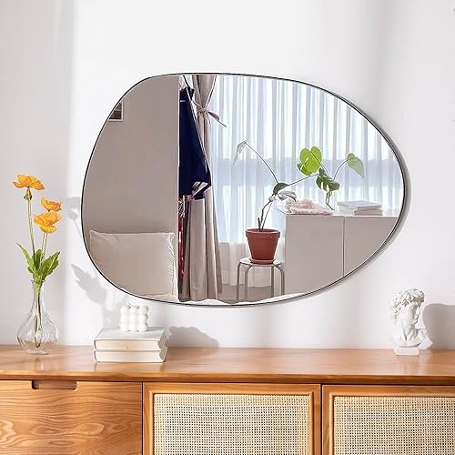 Miniatura 3 de Flvzog Espejo de pared irregular, espejo asimétrico de 30 x 20 pulgadas, espejo de baño, espejo de tocador montado en la pared de forma única,