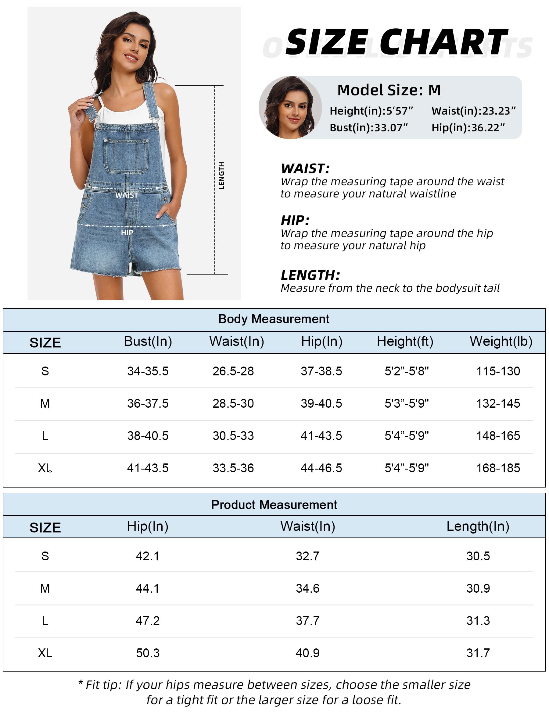 Fengbay Latzhose Damen Kurz Jeans Overall Shorts mit Verstellbare Trägern