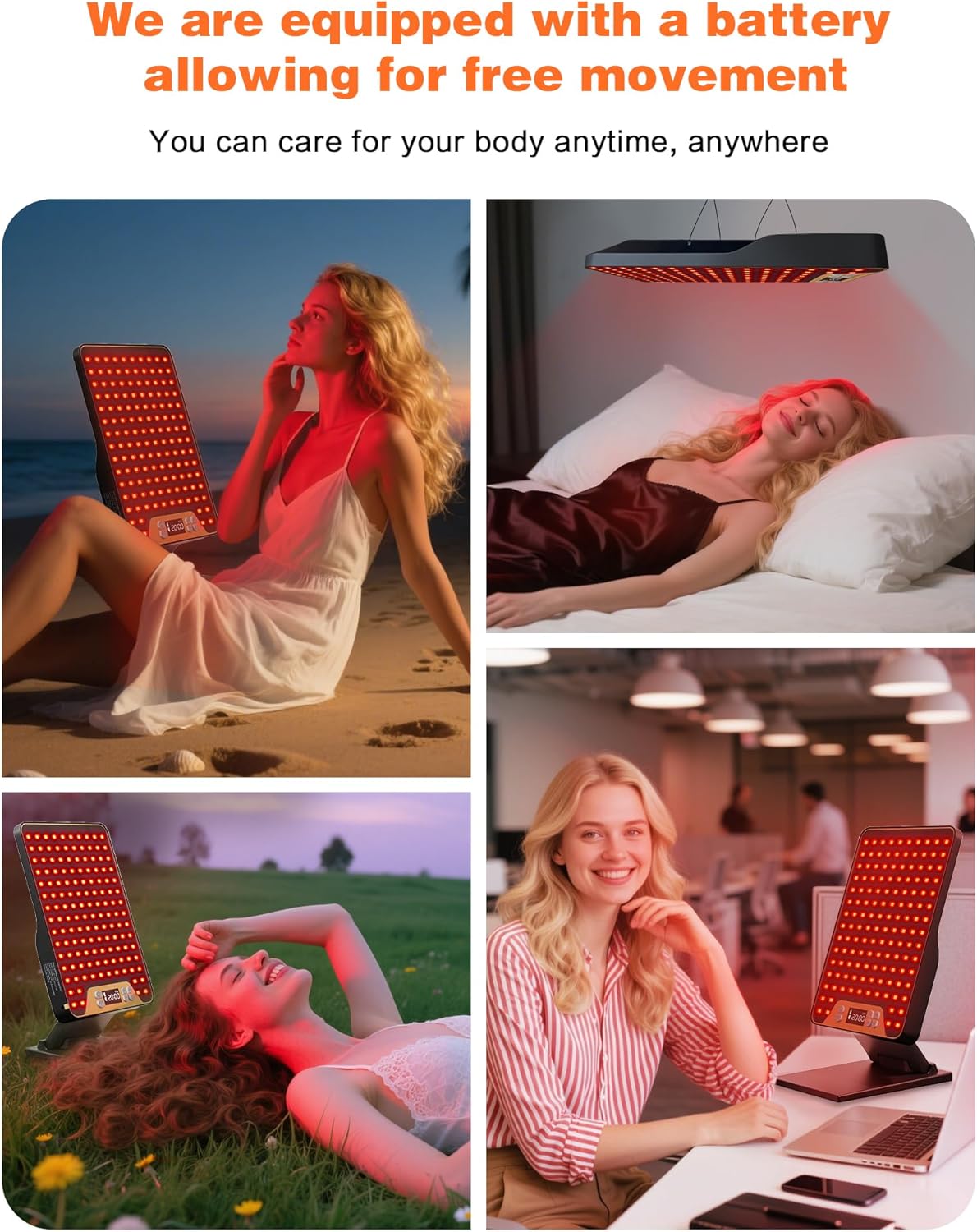 POOKIEGSSRedLight Therapy, Rechargeable InfraredRed Lamp with Triple Chip138LEDs, Adjustable Red Light 630/660 / 850nmDevice with Safety Glasses for Home Office Travel, for Body, for face - Image 7