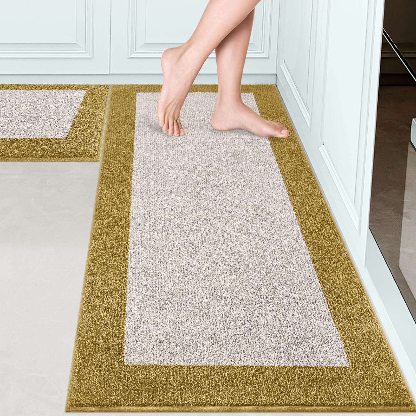 Kitchen Runner Rugs Set, (24" x 36"+ 24" x 60"), (Roll Packing)