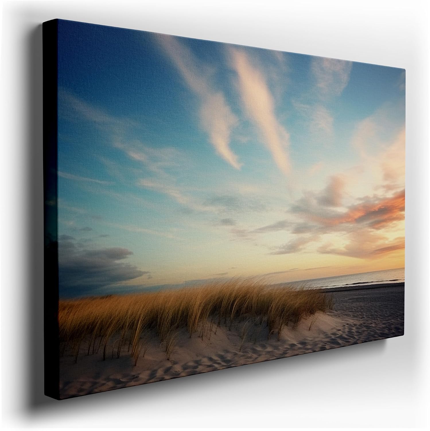 Canvas for Living room. Sunset Serenity on a Dune-Kissed Beach, 27 x 18 inch Canvas Wall Art - Ready to Hang - 69x46 cm (27x18 inch)