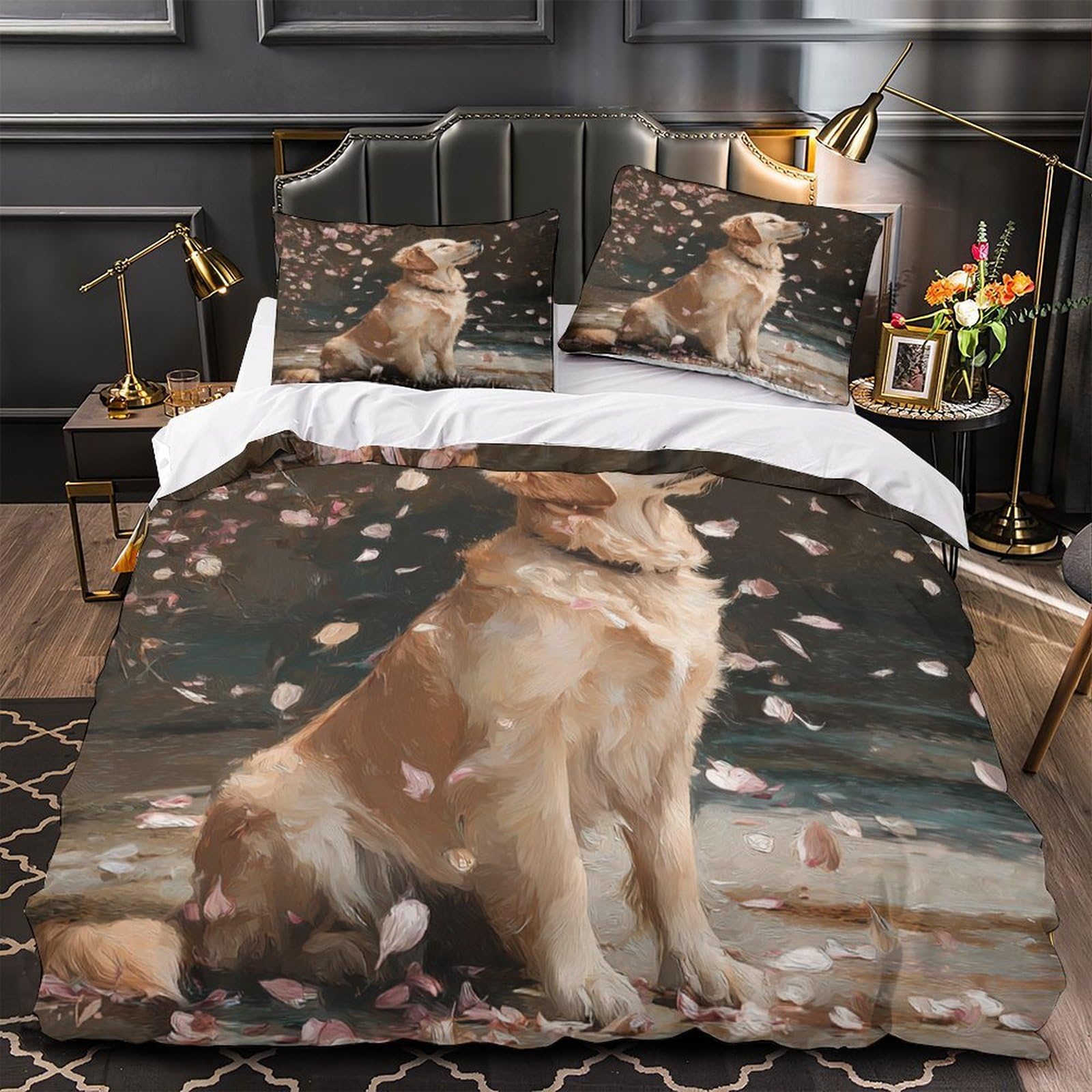 Parure de lit chien Golden Retriever 3D pour décorer la chambre des enfants
