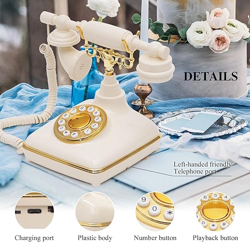 Miniatura 3 de UKBW Libro de invitados de audio, teléfono de audio, libro de invitados de audio estilo retro vintage para bodas, fiestas de cumpleaños, aniversario