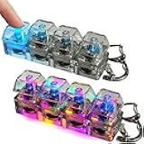 Keyboard Fidget Toy, 2X Keyboard Clicker Fidget - Transparent Colorful Lights Clicker Keychain with LED Lights, KeyboardButton Finger ForStress Relief Pass The Time 7.5X2X3cm/2.95X0.78X1.18in