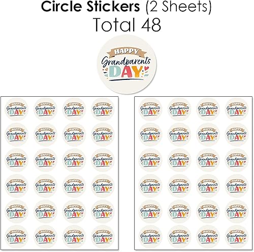 Miniatura 5 de Big Dot of Happiness Happy Grandparents Day  Mini envoltorios de barra de caramelo, calcomanías redondas de caramelo y calcomanías circulares  Kit