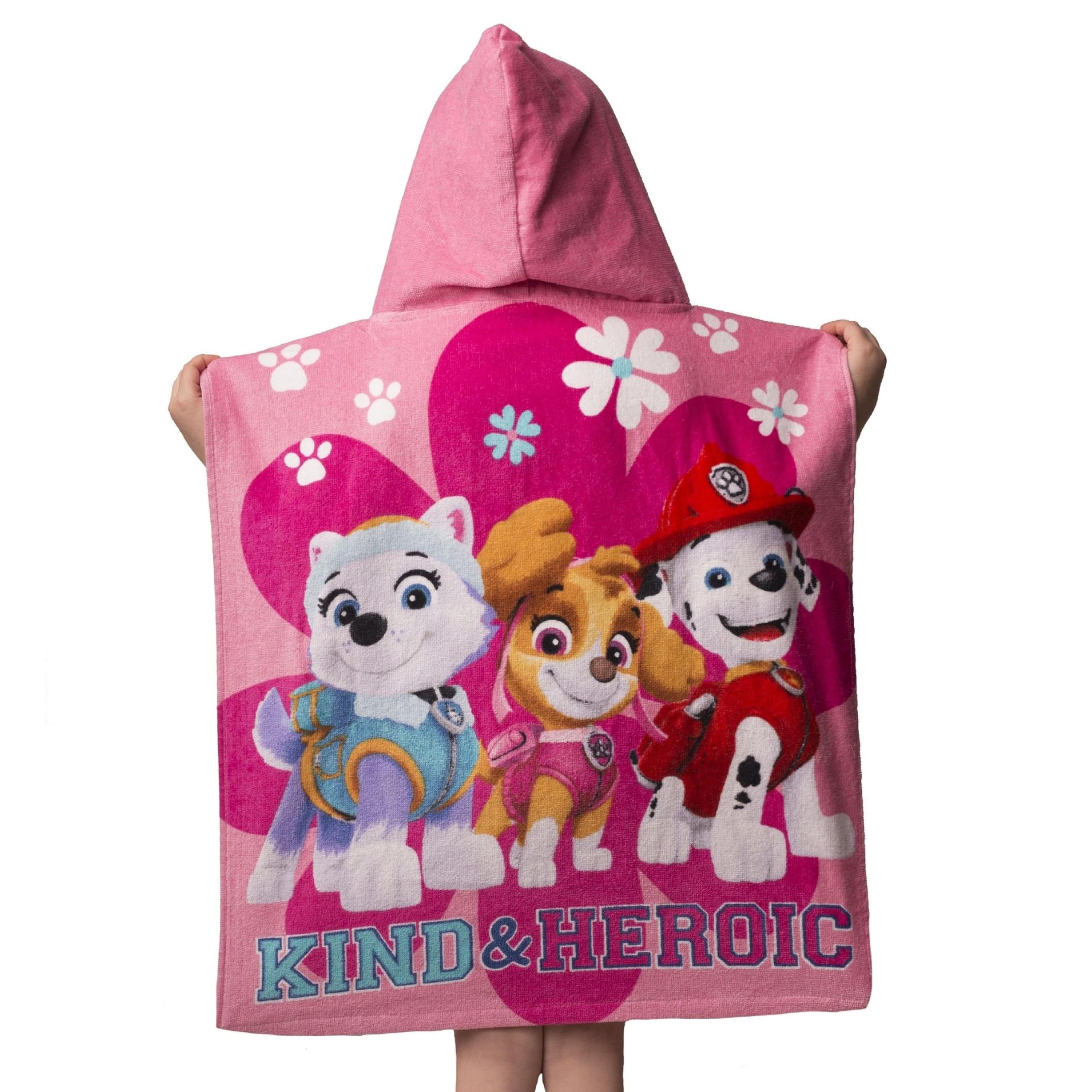 Jerry fabrics erry Fabrics Paw Patrol Heroic Ponch Beach Towel 115x50cm | Super Soft Kids Poncho Towel and Quick Dry Absorbent Cotton Towel for Children, Summer Essentials for Kids, Medium