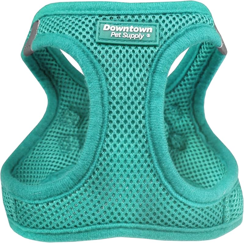 Peitoral tipo cabresto para cães Downtown Pet Supply Step in No Pull com malha acolchoada e faixa refletiva, Bermuda Blue (X-Large)