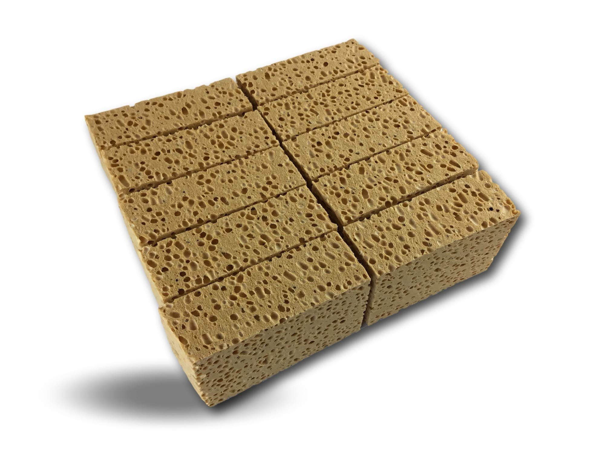 Lot de 10 éponges végétales Brunes 140x90x50 | Haute qualité | Spéciales Gros travaux | Lessivage Murs sols plafonds | Absorbantes résistantes | Domestique ou Professionnel | Kibros EPVGGT01