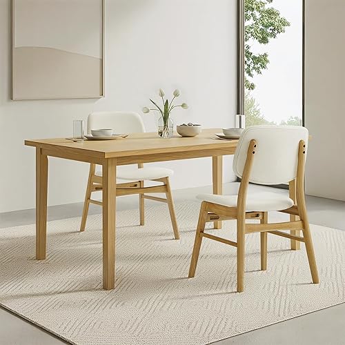 Juego de 2 sillas de comedor de madera, sillas de comedor modernas tapizadas, sillas de cocina de madera de roble macizo de mediados de siglo para