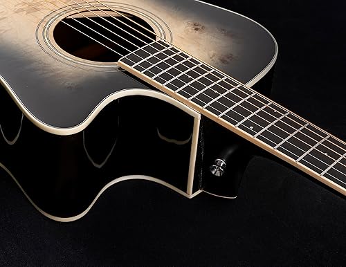 Miniatura 10 de Washburn Deep Forest Burl - Guitarra acústica y eléctrica de 6 cuerdas, derecha, color negro (DFBACEB)