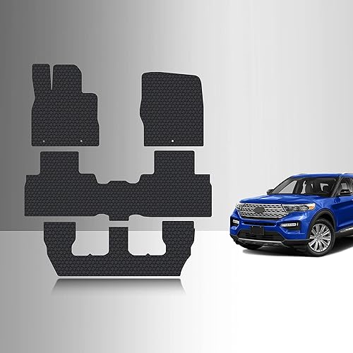 TOUGHPRO Accesorios para alfombrillas de suelo de 1 + 2 y 3 fila, compatibles con asientos de banco Ford Explorer de segunda fila, para todo tipo de