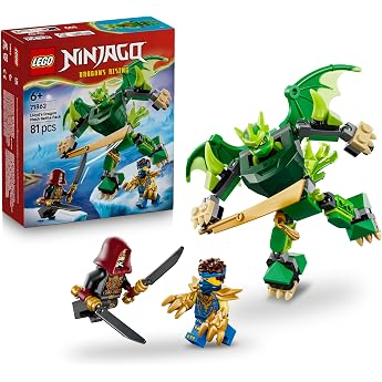 LEGO Ninjago Lloyds Dragon Mech Battle Set - Ninja Play Set with Action Figure, 3 Mini Figures and Katanas - Children's Room 