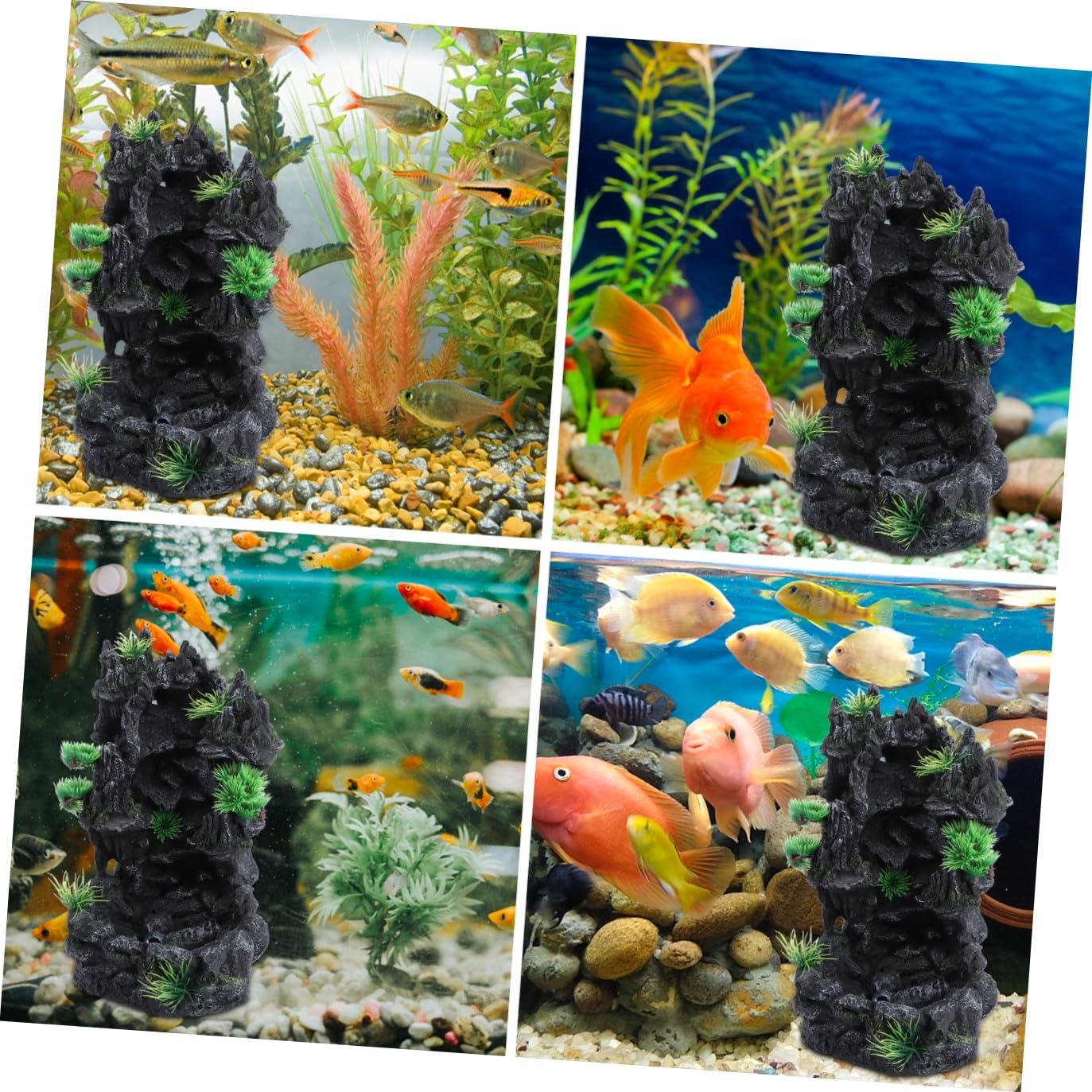 VILLCASE Paisajismo De Rocalla para Pecera Cascada De Agua Movediza Decoración De Acuarios Resina Adorno Creativo para Acuario Paisajismo para Peceras