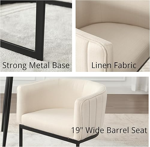 Miniatura 40 de Juego de 2 sillas de comedor modernas de terciopelo contemporáneas para cocina y comedor con brazos, sillas tapizadas de barril con marco de metal