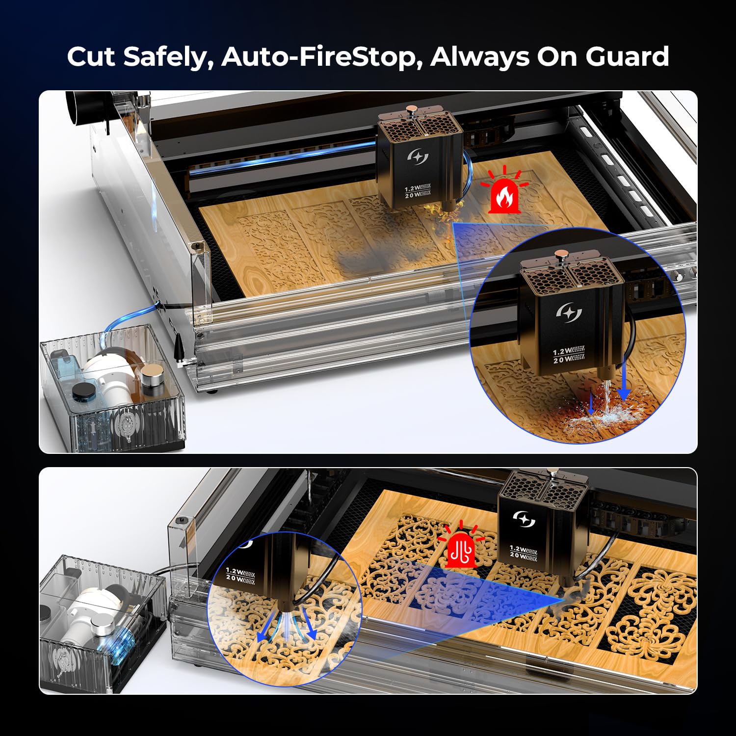 ATOMSTACK Kraft 20W Dual Laser Engraving Machine 1.2W 1064 Laser, 600mm/s Engraving Speed, ''19.6'x12.6'' Laser Cutting Machine, Laser Engraver for Wood, Metal and Acrylic