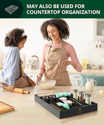 Miniatura 7 de ROYAL CRAFT WOOD Estante para utensilios de cocina de bambú premium elegante organizador y espacioso soporte para utensilios para almacenamiento de