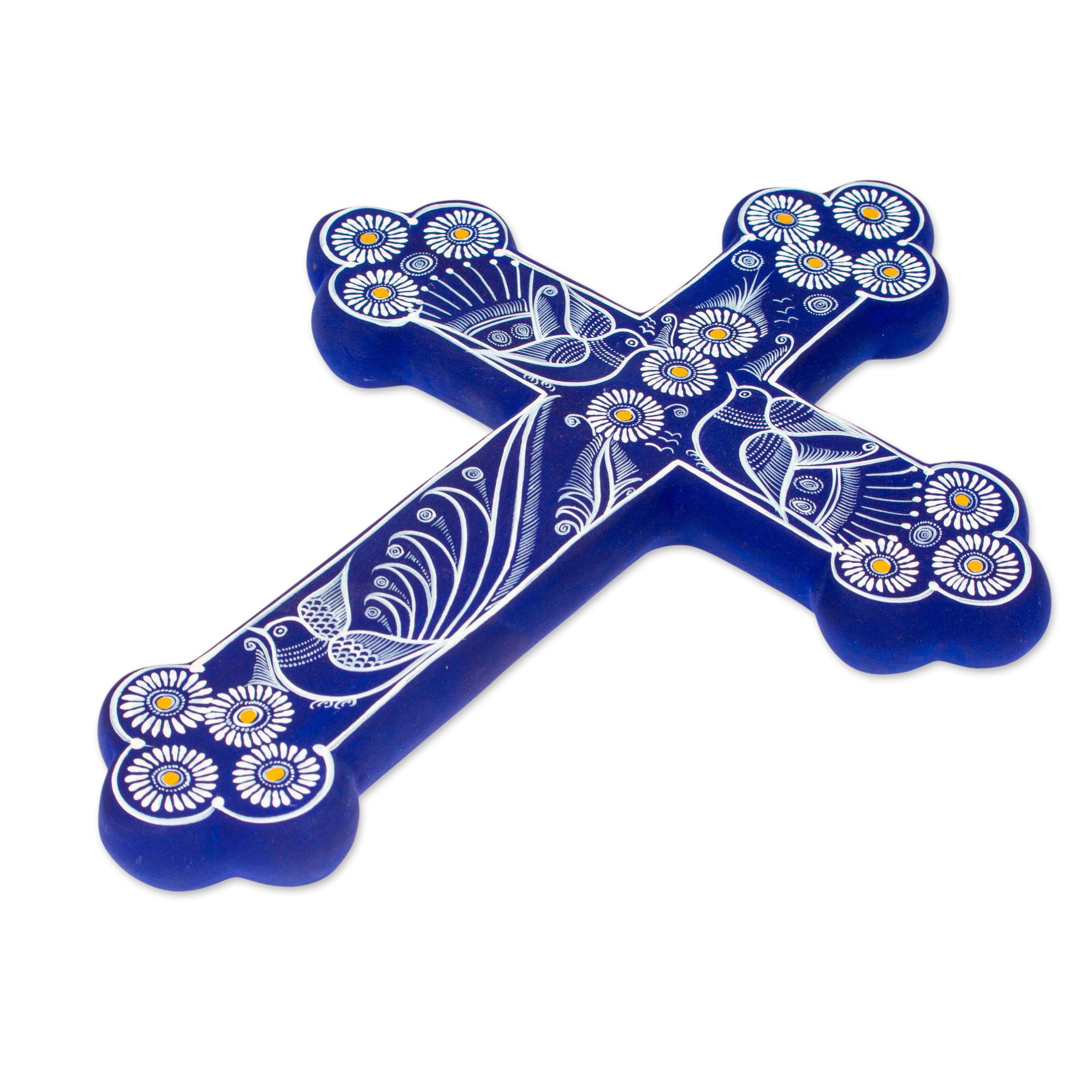 Amazon.com: NOVICA Artisan Handmade Ceramic Wall Cross Blue with