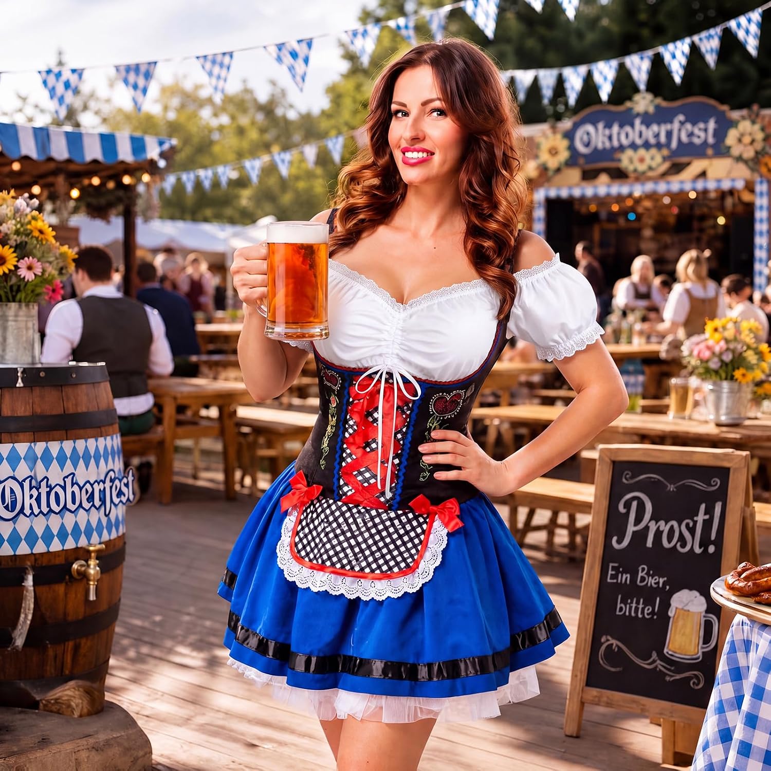 2 Pcs Women Oktoberfest Dirndl Blouse