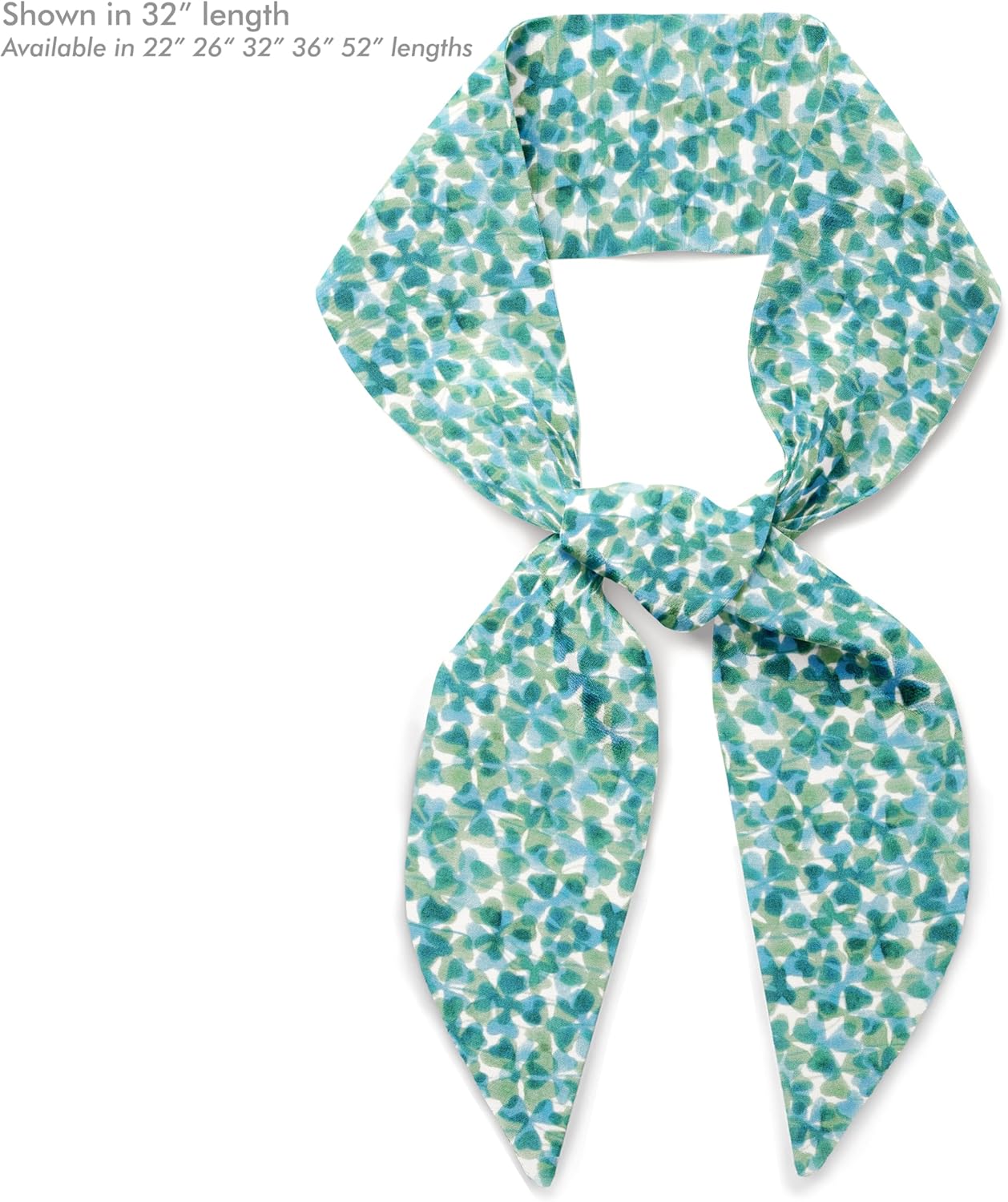 Liberty London Scarf - "Lucky" Four Leaf Clover Skinny Scarf Headband, Handbag/Purse flair - Tana Lawn Cotton - Choose Length