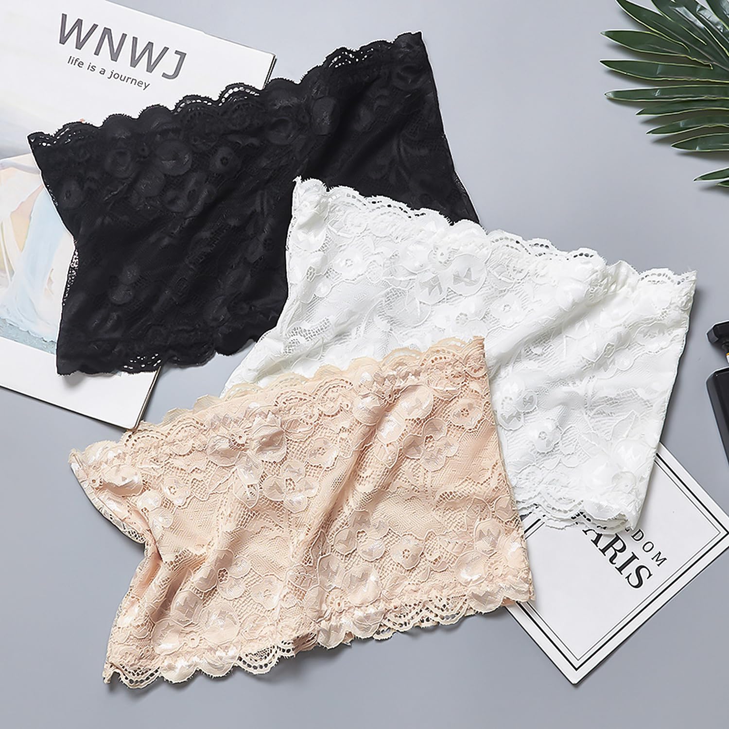 Bandeau sans Bretelles 3 pièces, Hauts sans Bretelles, Soutien-Gorge sans Bretelles pour Femmes, Soutien-Gorge en Dentelle, Soutien-Gorge sans Bretelles sans Couture