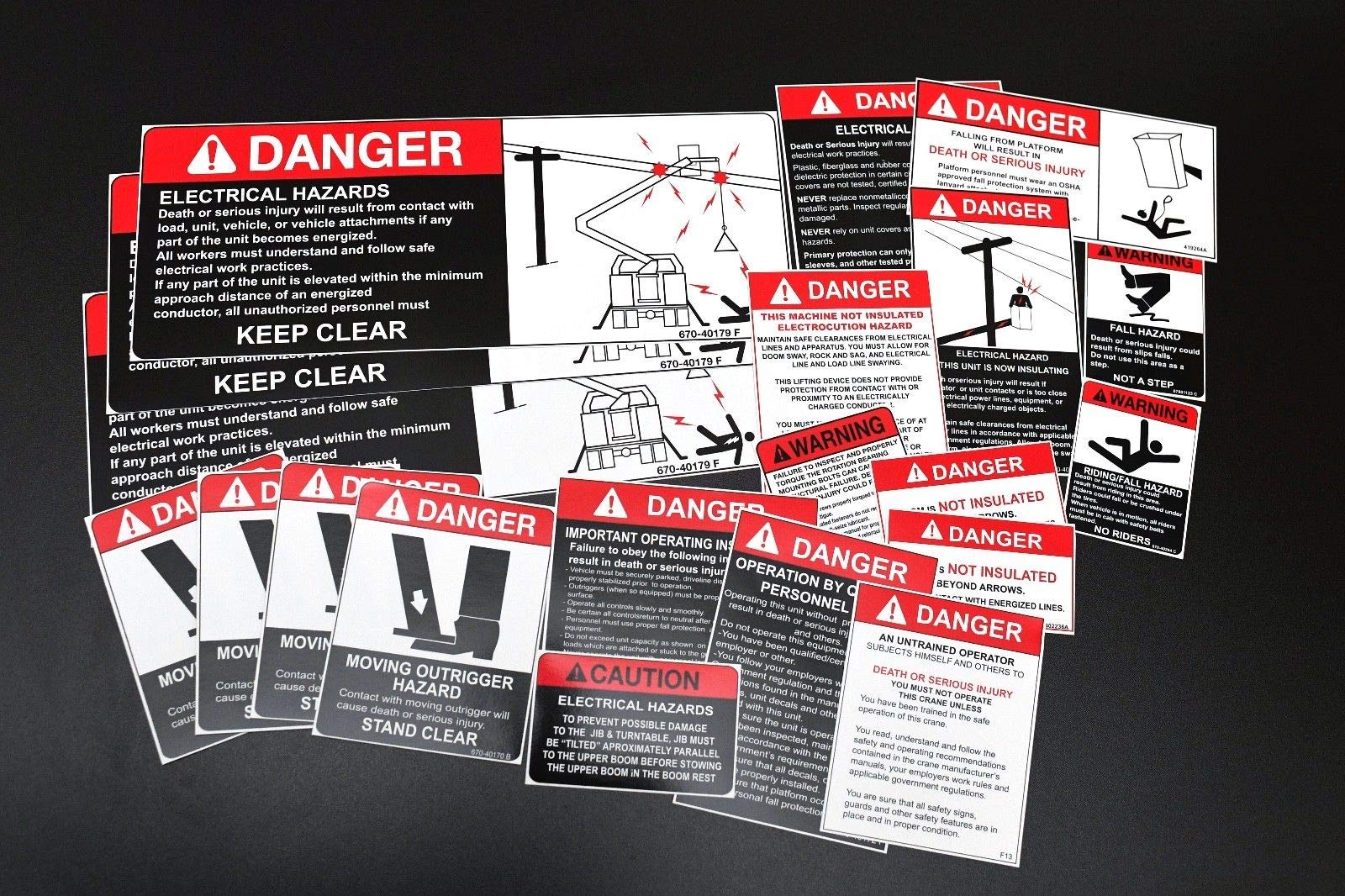 Buy Safety Decals for Bucket Boom Truck, Crane Safety Labels Online