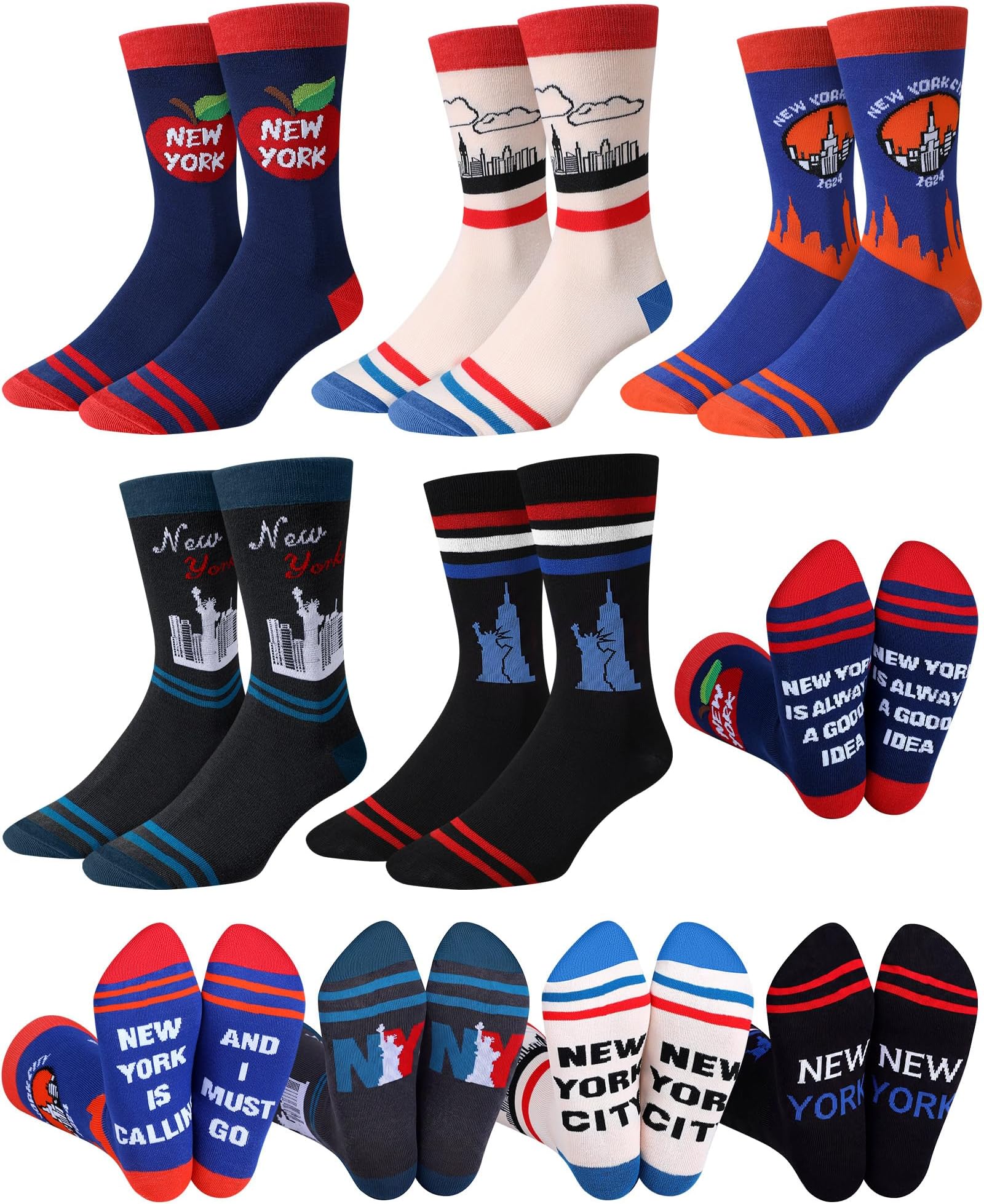 5 Pairs New York City Socks for Men Funny City Souvenirs