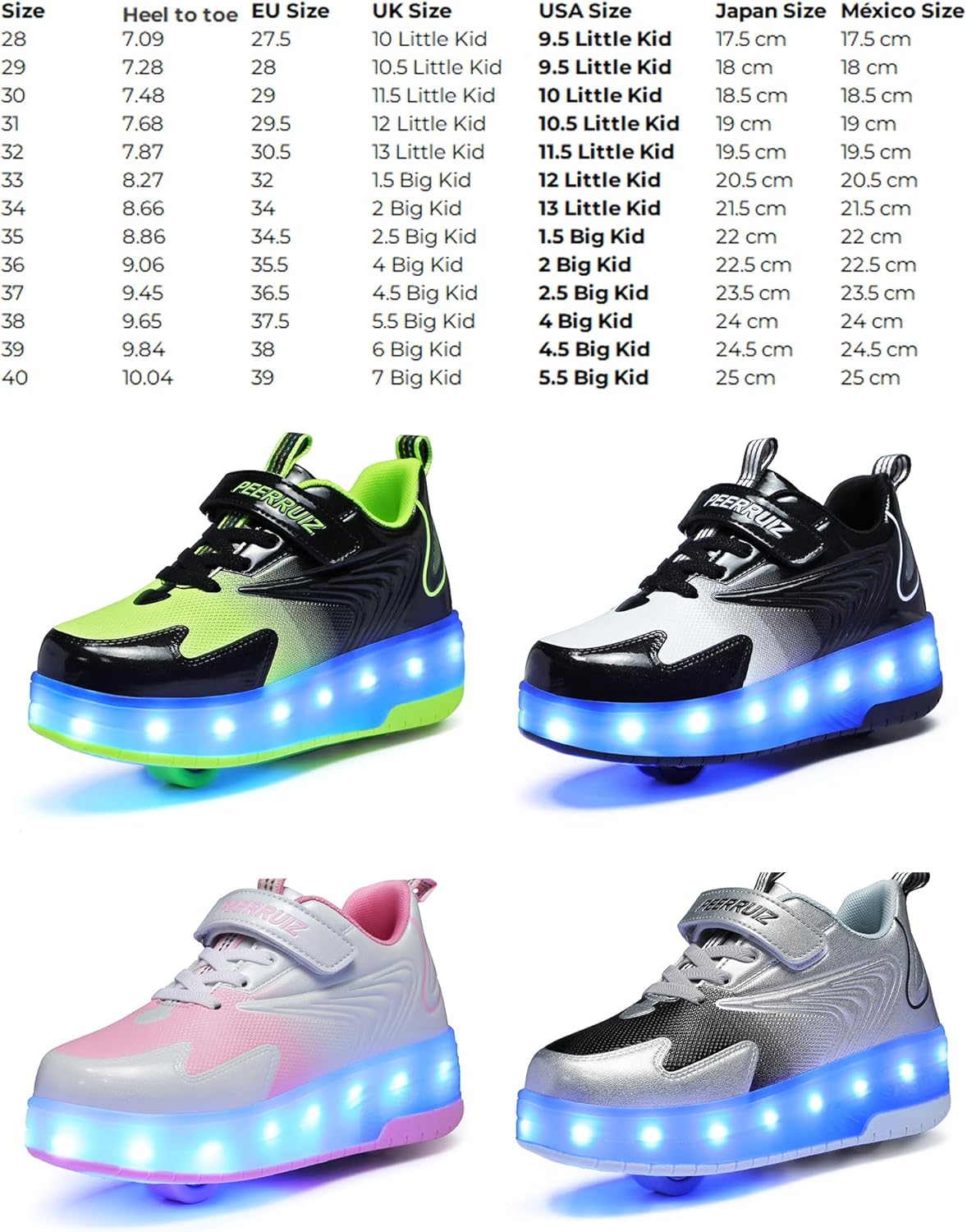Kids Roller Skate Shoes - Light Up Wheels, Retractable Wheels Skates Sneakers for Boys & Girls Children