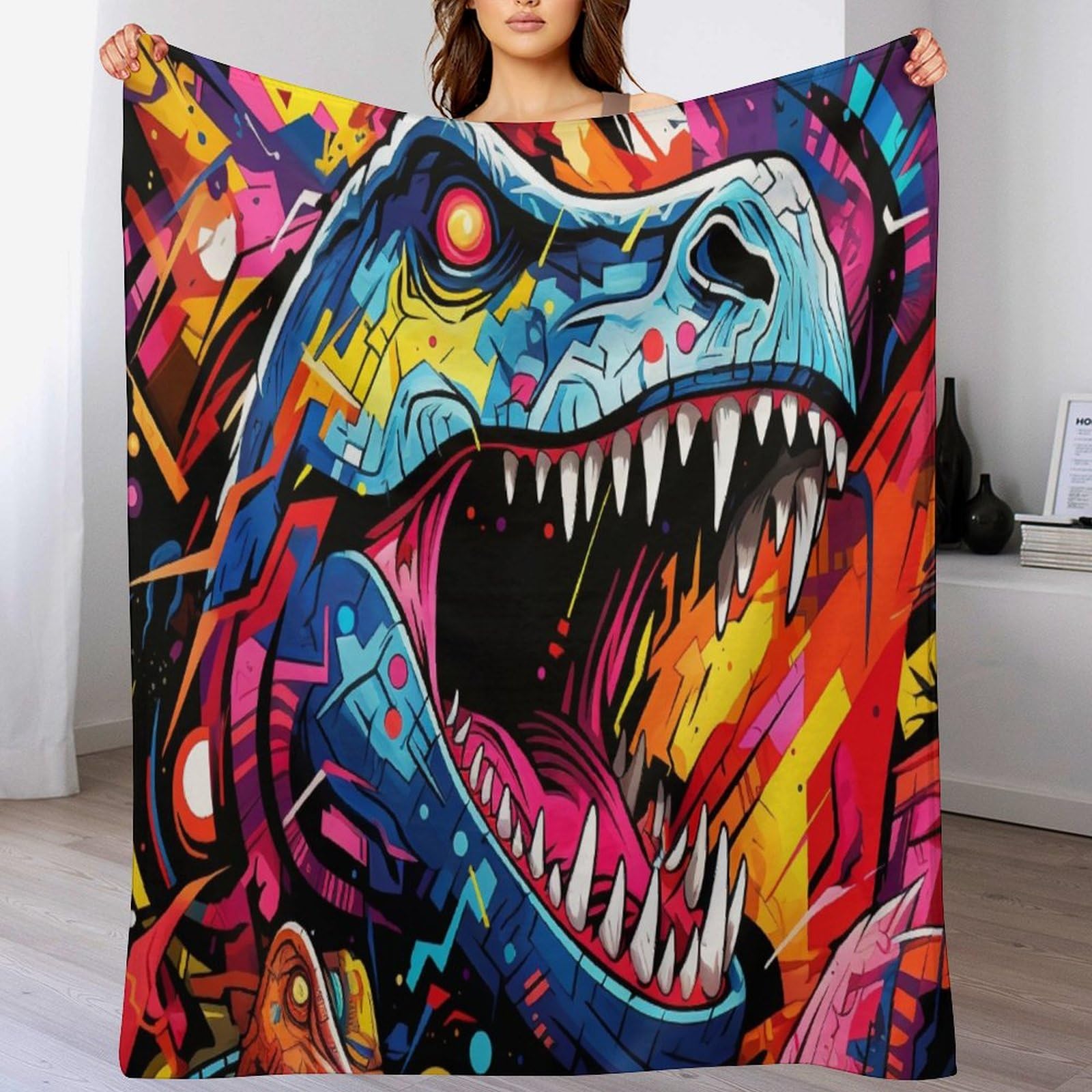 Plaid dinosaure couverture polaire enfant contre le froid hivernal sur le canapé