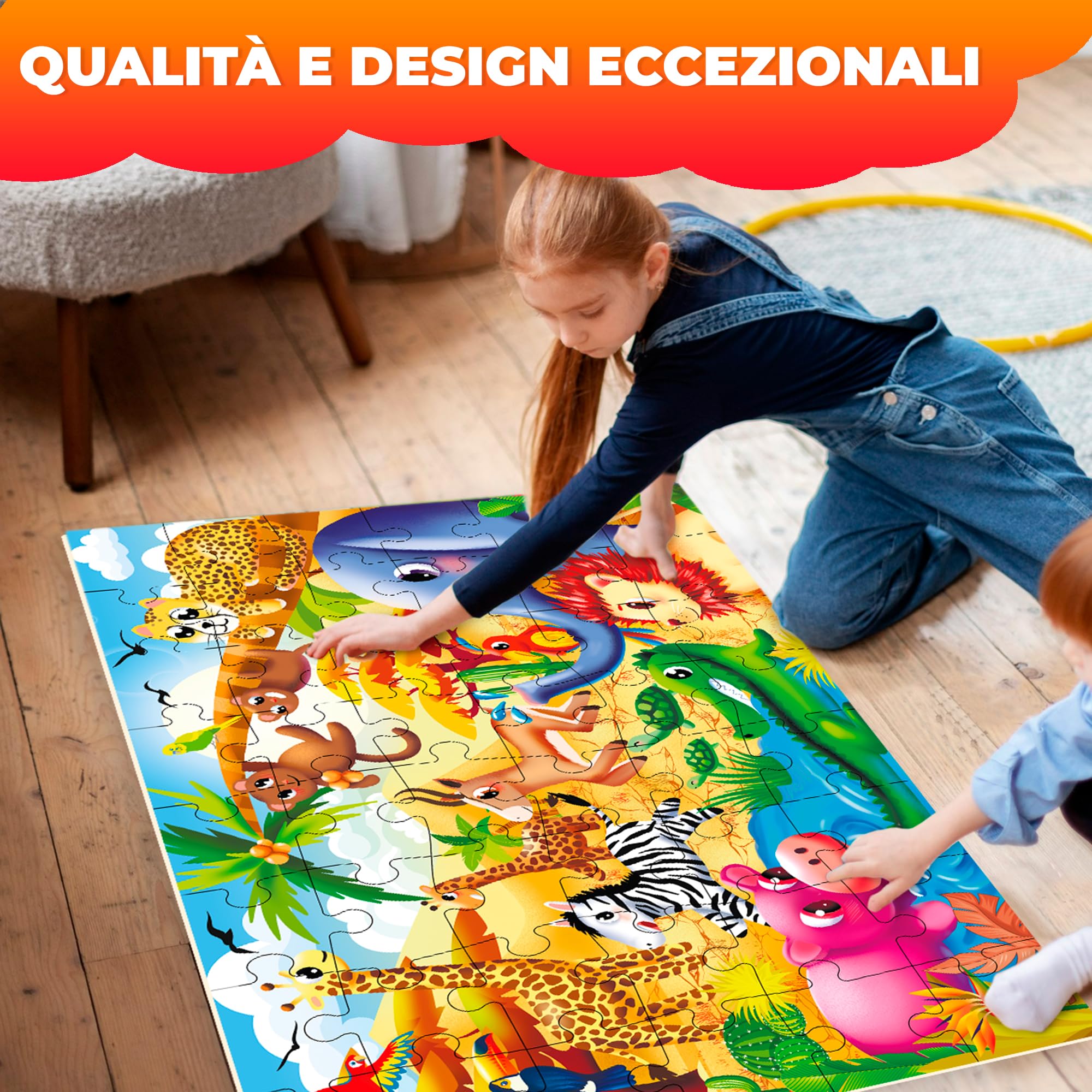 QUOKKA Puzzle Grandi Bambini 2 3 4 Anni - 60x90 cm Puzzle 48 Pezzi Gigante da Pavimento Bambini 5 6 Anni - Giochi Educativi - Grande Giocattolo Africa per Ragazzi e Ragazze dai 2 ai 6