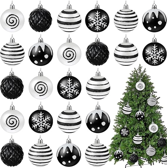 Knitgrip 24 Pcs 2.36 Inch Black White Christmas Tree