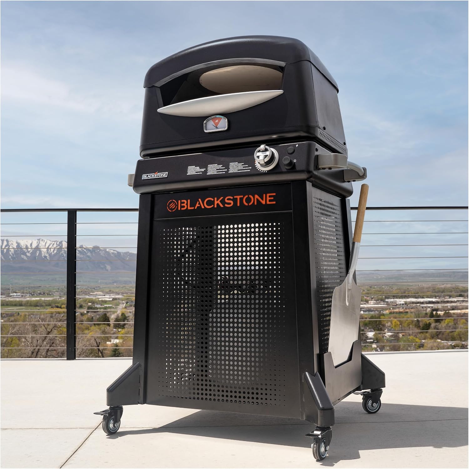 Black Outdoor Gas Pizza Oven with Stand