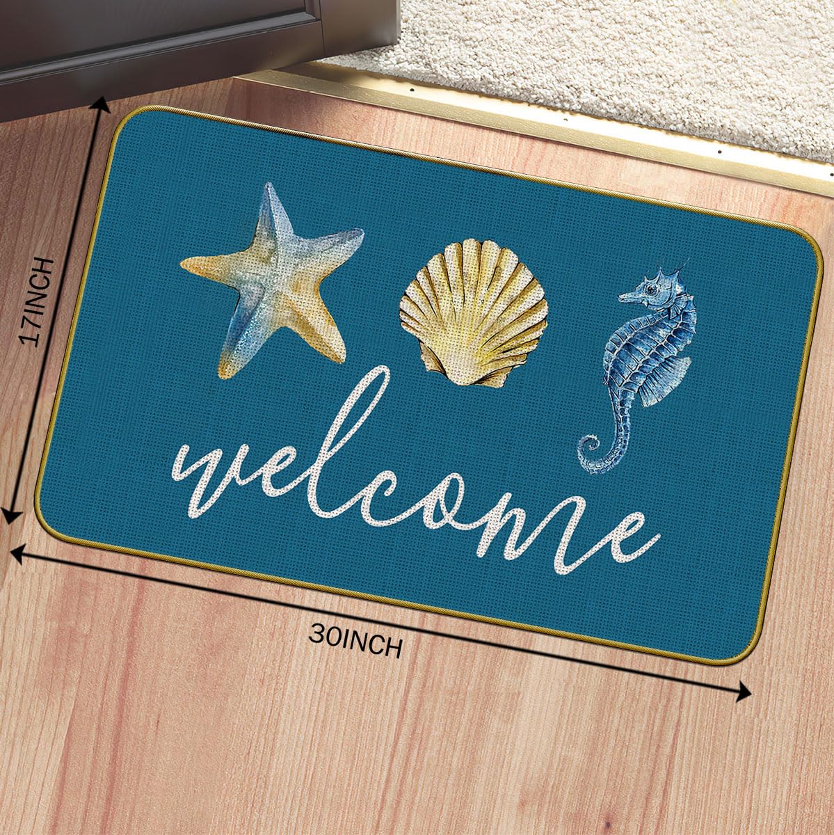 Mingnei Felpudo Náutico, 17 X 30 Pulgadas, Azul