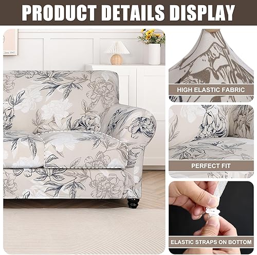 Miniatura 4 de SearchI Funda elástica para sofá impresa, paquete de fundas de cojín para sofá con estampado elástico