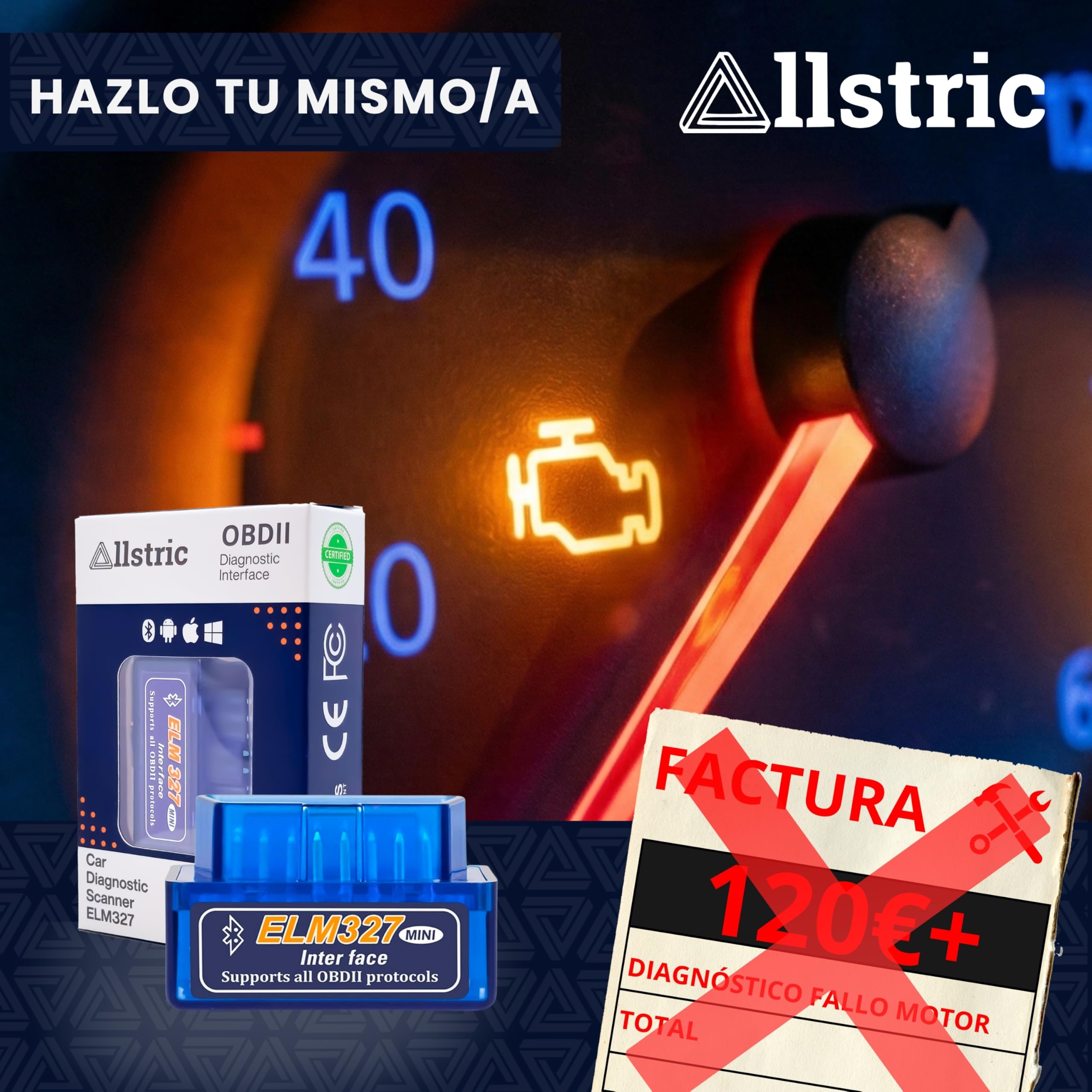 Obd2 Diagnosis Coche Multimarca. ELM 327 Lector y Herramienta de Análisis y Diagnostico. Obd2 Bluetooth OBD Original para Escaner. Maquina Diagnosis Coche de Fallos y Errores.