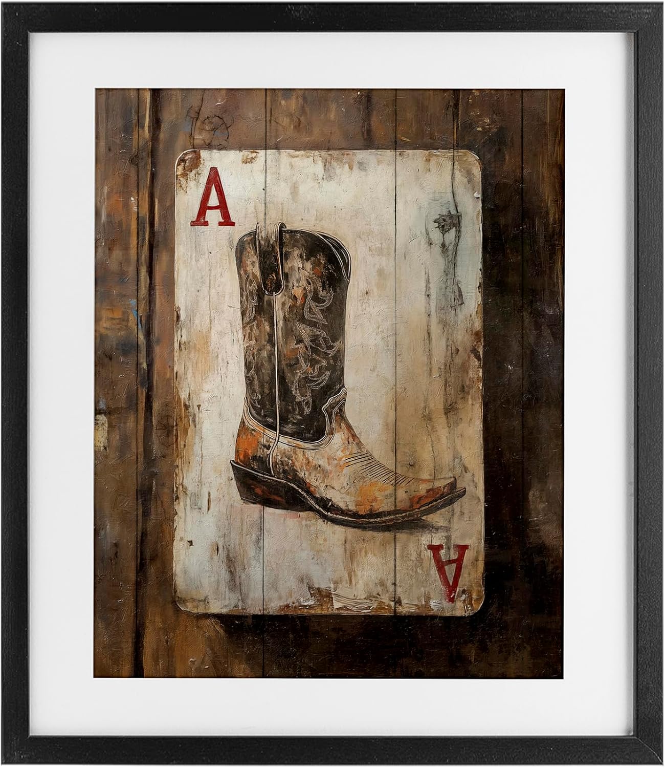 Stupell Industries Western Rustic Playing Card Black Framed Print Under Glass design by Nina Blue, 16 x 13