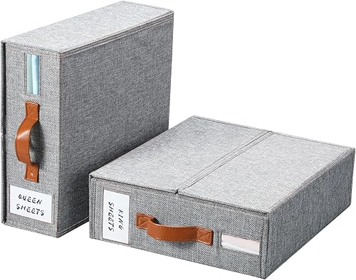 Yecaye Organizadores y almacenamiento de sábanas, paquete de 2 organizadores de sábanas para armario de lino, organizador de juego de sábanas