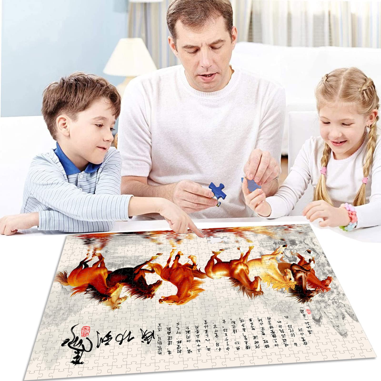 2000 elementów puzzle sztuka osiem koni figurka najlepsze prezenty dla rodziny i przyjaciół wakacje edukacyjne