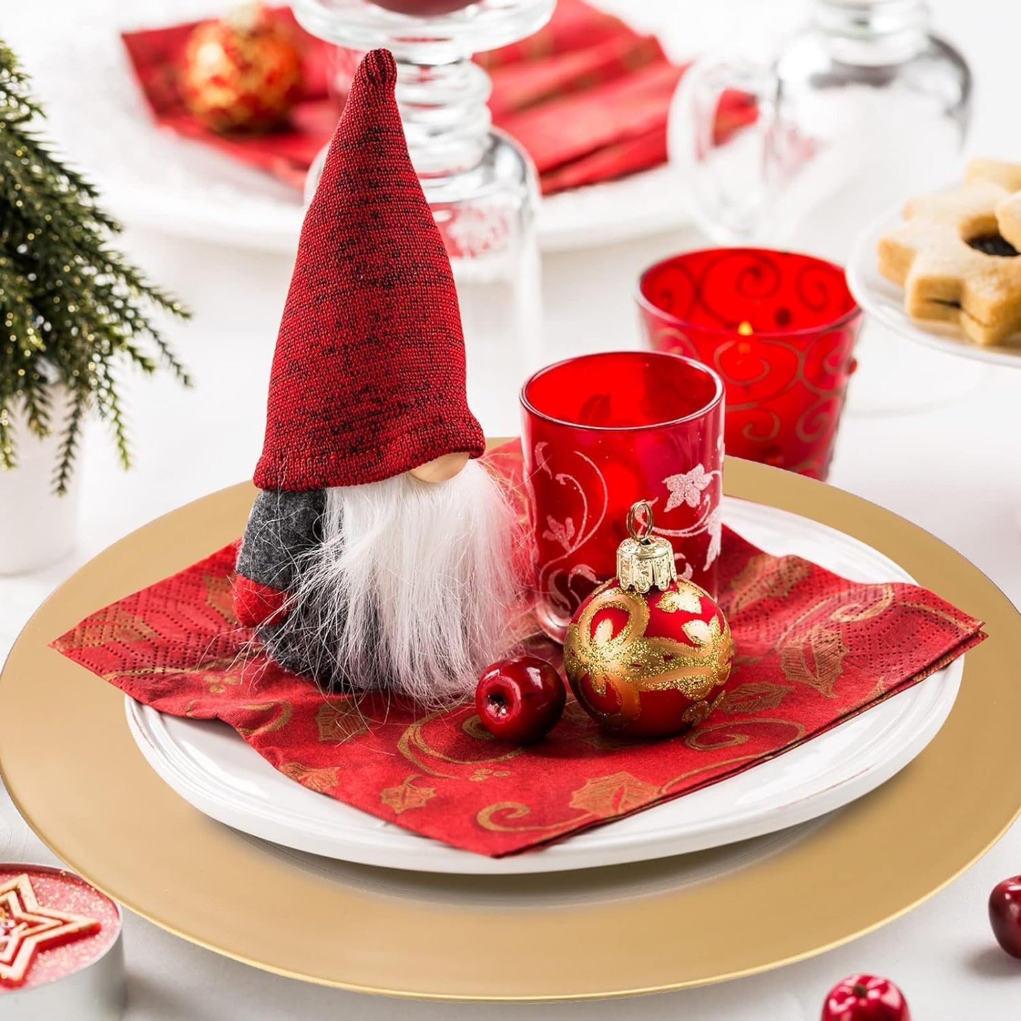 Set 6 Sottopiatti Decorativi Oro - Eleganza per la Tavola di Matrimonio, Feste e Natale - Ø 33 cm