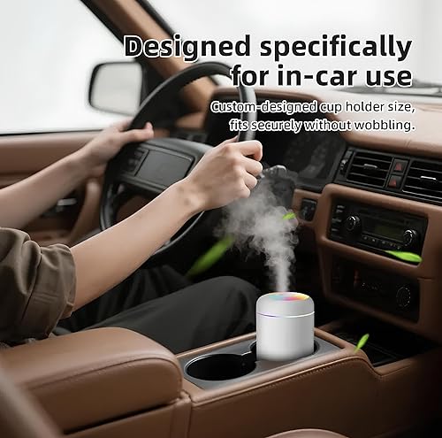 Miniatura 5 de Difusor de aceite de aromaterapia eléctrico USB 2 en 1 humidificador de aire ultrasónico con luz colorida para oficina en casa y coche (blanco)