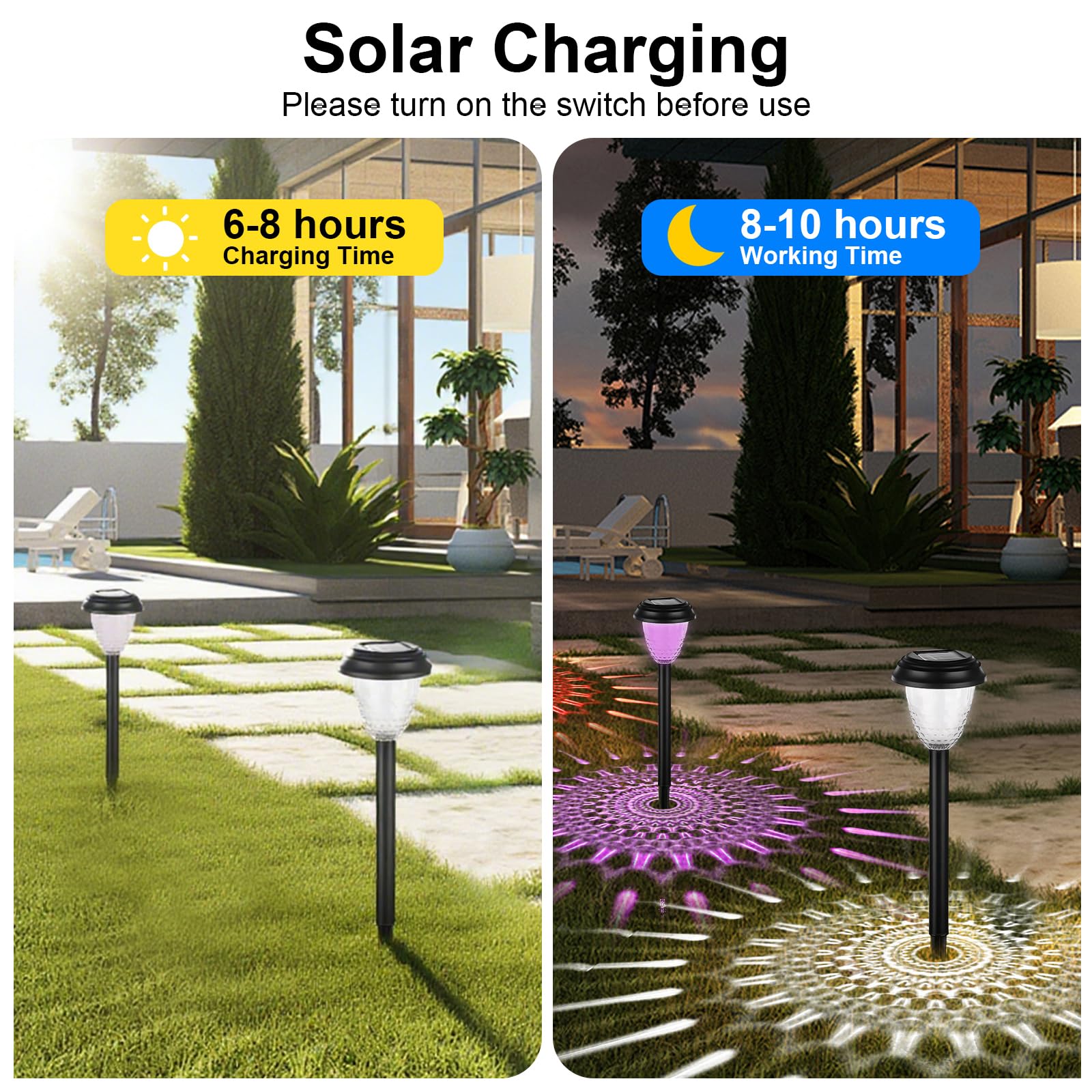 MIFXIN New 6 Pack Solar Outdoor Garden Lights, Solar Waterproof Path Lights, LED Auto Switch Up to 12 Hours - Image 4