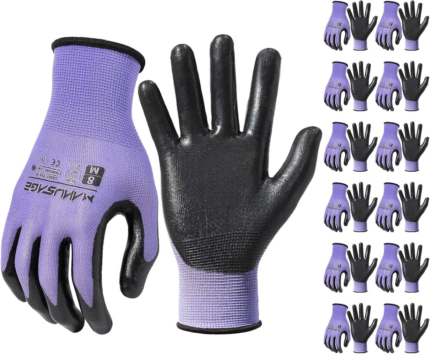 MANUSAGE Safety Work Gloves, Nitrile Work Gloves For Men