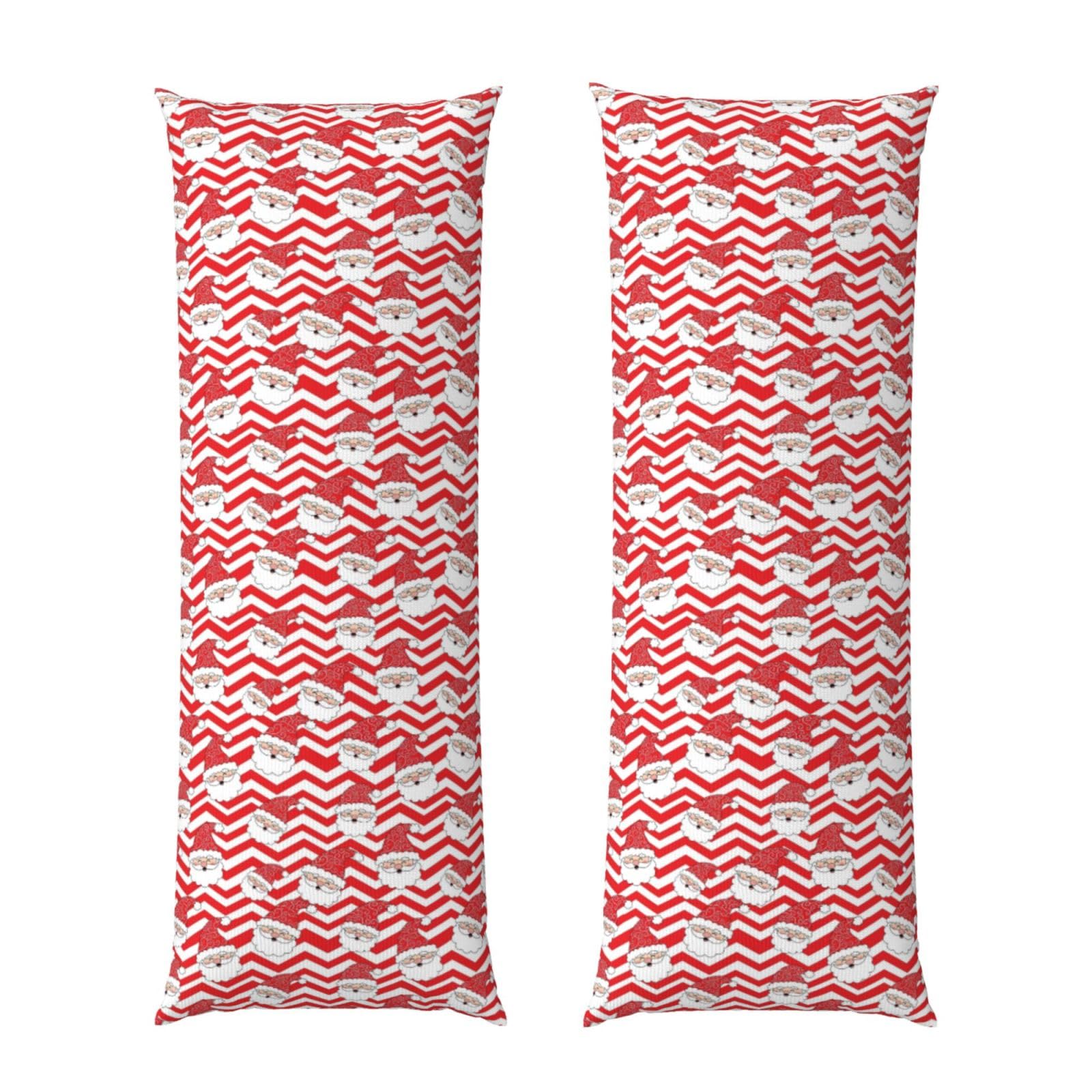 Long Pillowcase 20x60 Christmas Santa Claus Red, Body Pillow Cover with Hidden Zipper, Premium Quality Velvet, Breathable Rectangular Case for Bed Couch
